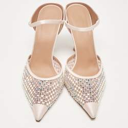 Pre Owned Malone Souliers Pink Satin Embellished Vega Mules Size 39