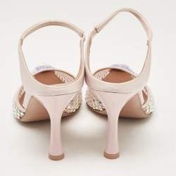 Pre Owned Malone Souliers Pink Satin Embellished Vega Mules Size 39