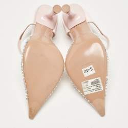 Pre Owned Malone Souliers Pink Satin Embellished Vega Mules Size 39