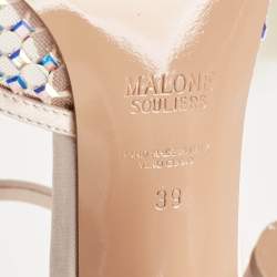 Pre Owned Malone Souliers Pink Satin Embellished Vega Mules Size 39