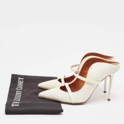 Pre Owned Malone Souliers White Leather Maureen Mules Size 37