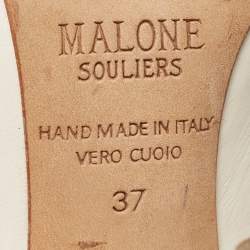 Pre Owned Malone Souliers White Leather Maureen Mules Size 37