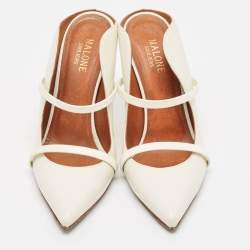Pre Owned Malone Souliers White Leather Maureen Mules Size 37
