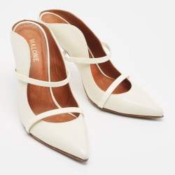 Pre Owned Malone Souliers White Leather Maureen Mules Size 37