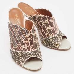 Malone Souliers Multicolor Python Leather Mules Size 37.5