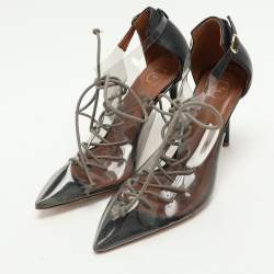 Pre Owned Malone Souliers Transparent/Black PVC and Leather Montana Pumps Size 36