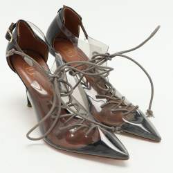 Pre Owned Malone Souliers Transparent/Black PVC and Leather Montana Pumps Size 36
