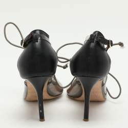 Pre Owned Malone Souliers Transparent/Black PVC and Leather Montana Pumps Size 36