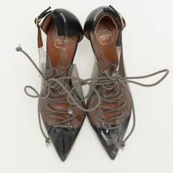 Pre Owned Malone Souliers Transparent/Black PVC and Leather Montana Pumps Size 36