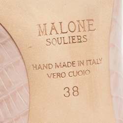 Pre Owned Malone Souliers Pink Croc Embossed Leather Maureen Pumps Size 38