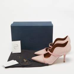 Pre Owned Malone Souliers Pink Croc Embossed Leather Maureen Pumps Size 38