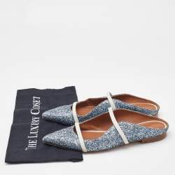 Pre Owned Malone Souliers Metallic Glitter and Leather Maureen Mules Size 39.5