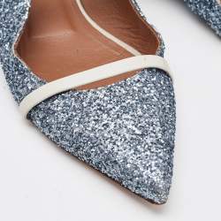 Pre Owned Malone Souliers Metallic Glitter and Leather Maureen Mules Size 39.5