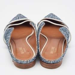Pre Owned Malone Souliers Metallic Glitter and Leather Maureen Mules Size 39.5