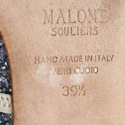 Pre Owned Malone Souliers Metallic Glitter and Leather Maureen Mules Size 39.5