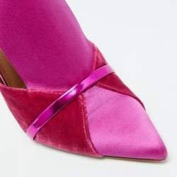 Malone Souliers Pink Satin and Velvet Danielle Mules Size 40.5