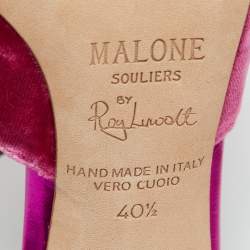 Malone Souliers Pink Satin and Velvet Danielle Mules Size 40.5