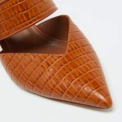 Malone Souliers Brown Croc Embossed Leather Lola Mules Size 41