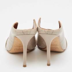 Pre Owned Malone Souliers Grey Croc Embossed Leather Constance Mules Size 38