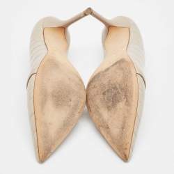 Pre Owned Malone Souliers Grey Croc Embossed Leather Constance Mules Size 38