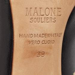 Pre Owned Malone Souliers Black/Gold Leather and Suede Madison Ankle Length Boots Size 39