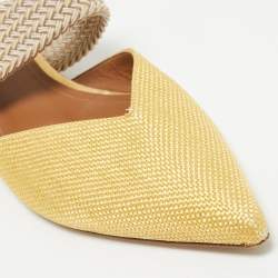 Malone Souliers Yellow Raffia Stretch Band Maisie Flats 36