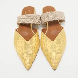 Malone Souliers Yellow Raffia Stretch Band Maisie Flats 36