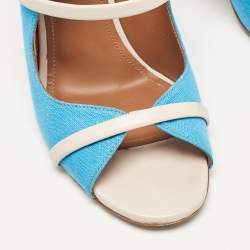 Malone Souliers Blue/Off White Canvas and Leather Norah Mules Size 37.5