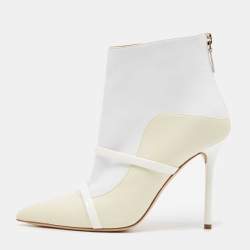 Malone Souliers Cream/White Leather Madison Pointed Toe Ankle Boots Size 38