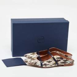Pre Owned Malone Souliers Multicolor Python and Leather Maureen Flat Mules Size 38.5