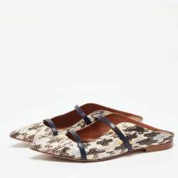 Pre Owned Malone Souliers Multicolor Python and Leather Maureen Flat Mules Size 38.5