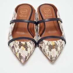 Pre Owned Malone Souliers Multicolor Python and Leather Maureen Flat Mules Size 38.5