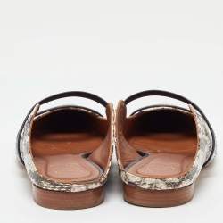 Pre Owned Malone Souliers Multicolor Python and Leather Maureen Flat Mules Size 38.5