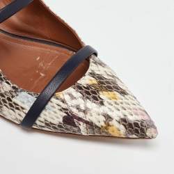 Pre Owned Malone Souliers Multicolor Python and Leather Maureen Flat Mules Size 38.5