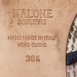 Pre Owned Malone Souliers Multicolor Python and Leather Maureen Flat Mules Size 38.5