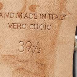 Pre Owned Malone Souliers Silver/Black Leather Laney Slide Sandals Size 39.5