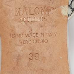 Pre Owned Malone Souliers Grey Python Maisie Pointed Toe Flat Mules Size 39