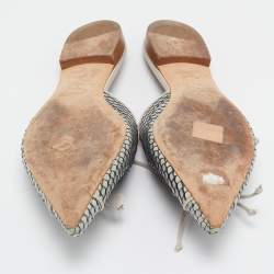 Pre Owned Malone Souliers Grey Python Maisie Pointed Toe Flat Mules Size 39