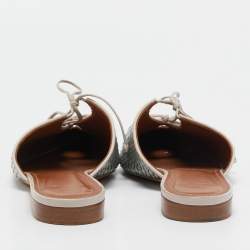 Pre Owned Malone Souliers Grey Python Maisie Pointed Toe Flat Mules Size 39