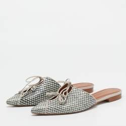 Pre Owned Malone Souliers Grey Python Maisie Pointed Toe Flat Mules Size 39