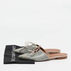 Pre Owned Malone Souliers Grey Python Maisie Pointed Toe Flat Mules Size 39