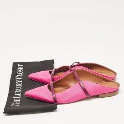 Malone Souliers Pink Raffia Maureen Flat Mules Size 40