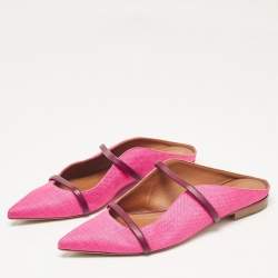 Malone Souliers Pink Raffia Maureen Flat Mules Size 40