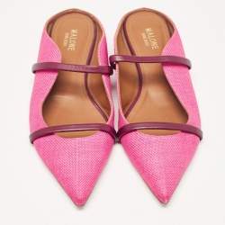 Malone Souliers Pink Raffia Maureen Flat Mules Size 40