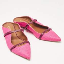 Malone Souliers Pink Raffia Maureen Flat Mules Size 40