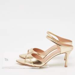 Pre Owned Malone Souliers Gold Leather Una Slide Sandals Size 40