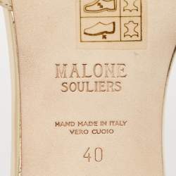 Pre Owned Malone Souliers Gold Leather Una Slide Sandals Size 40