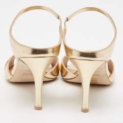 Pre Owned Malone Souliers Gold Leather Una Slide Sandals Size 40