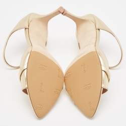 Pre Owned Malone Souliers Gold Leather Una Slide Sandals Size 40