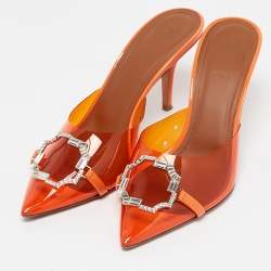 Pre Owned Malone Souliers Orange PVC Missy Mules Size 40